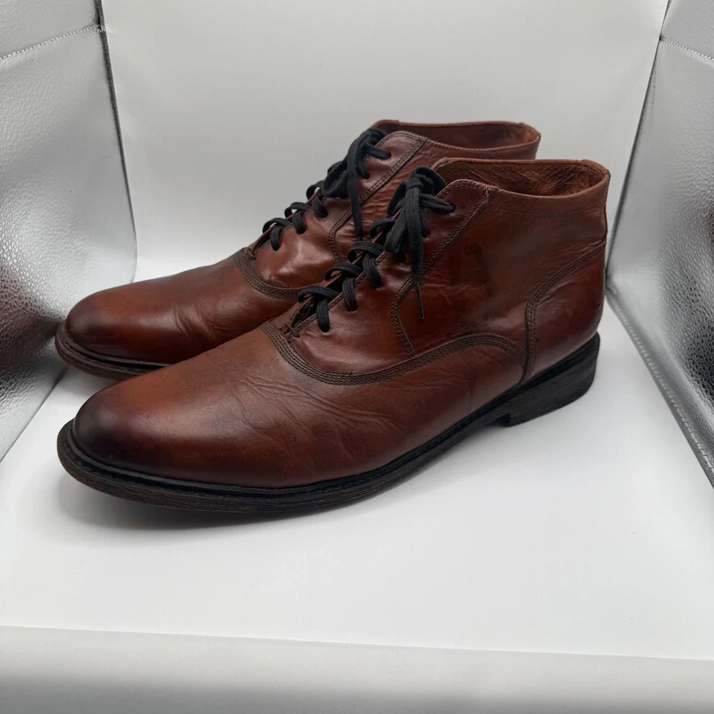 Frye Chukka Boots 13 D Leather Lace Up Cognac Brown Ankle 3487956-COG